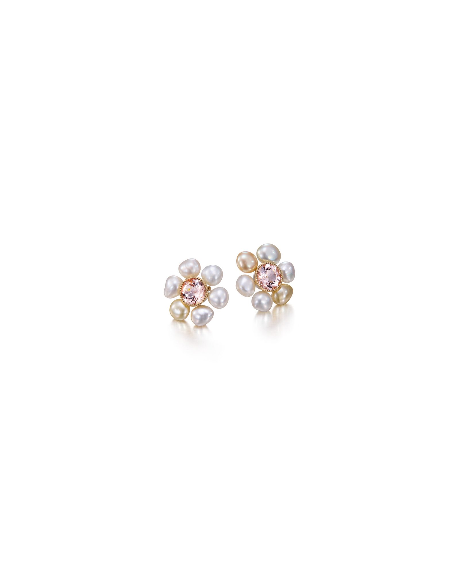 gold flower stud earrings