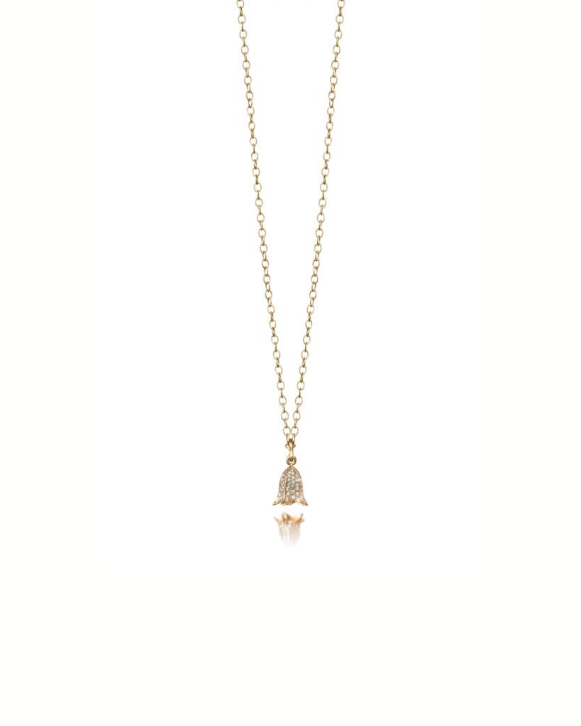 cat bell necklace in gold