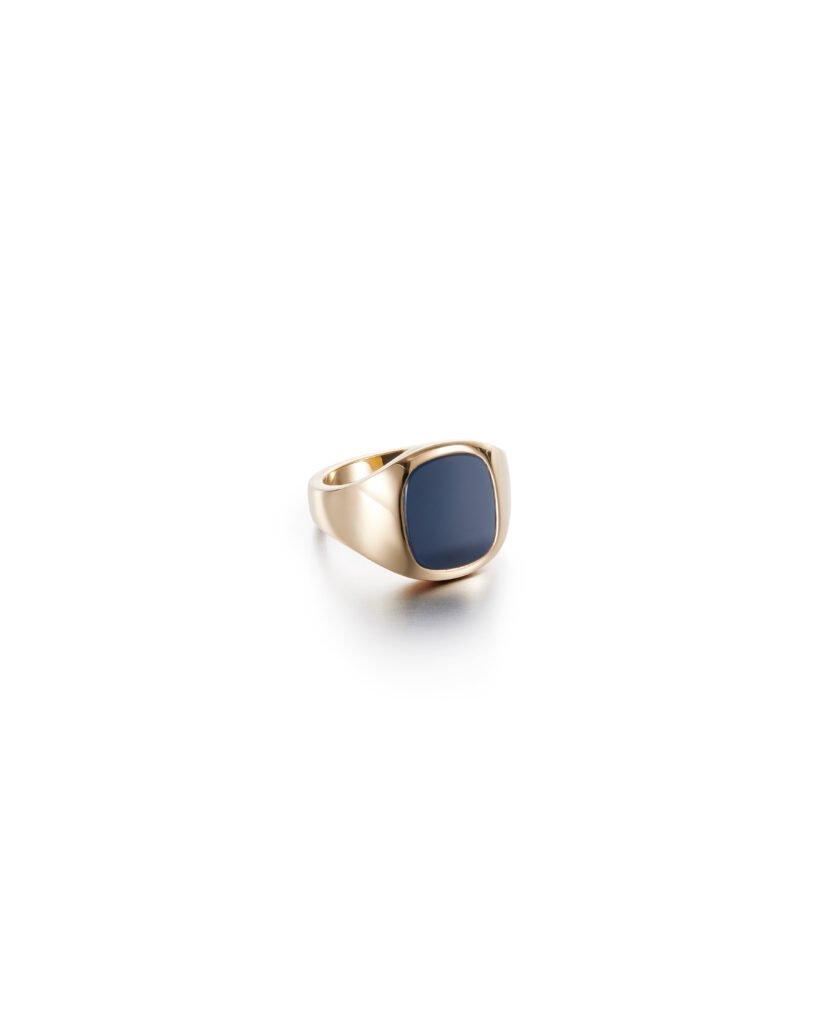 gold cushion cut signet ring