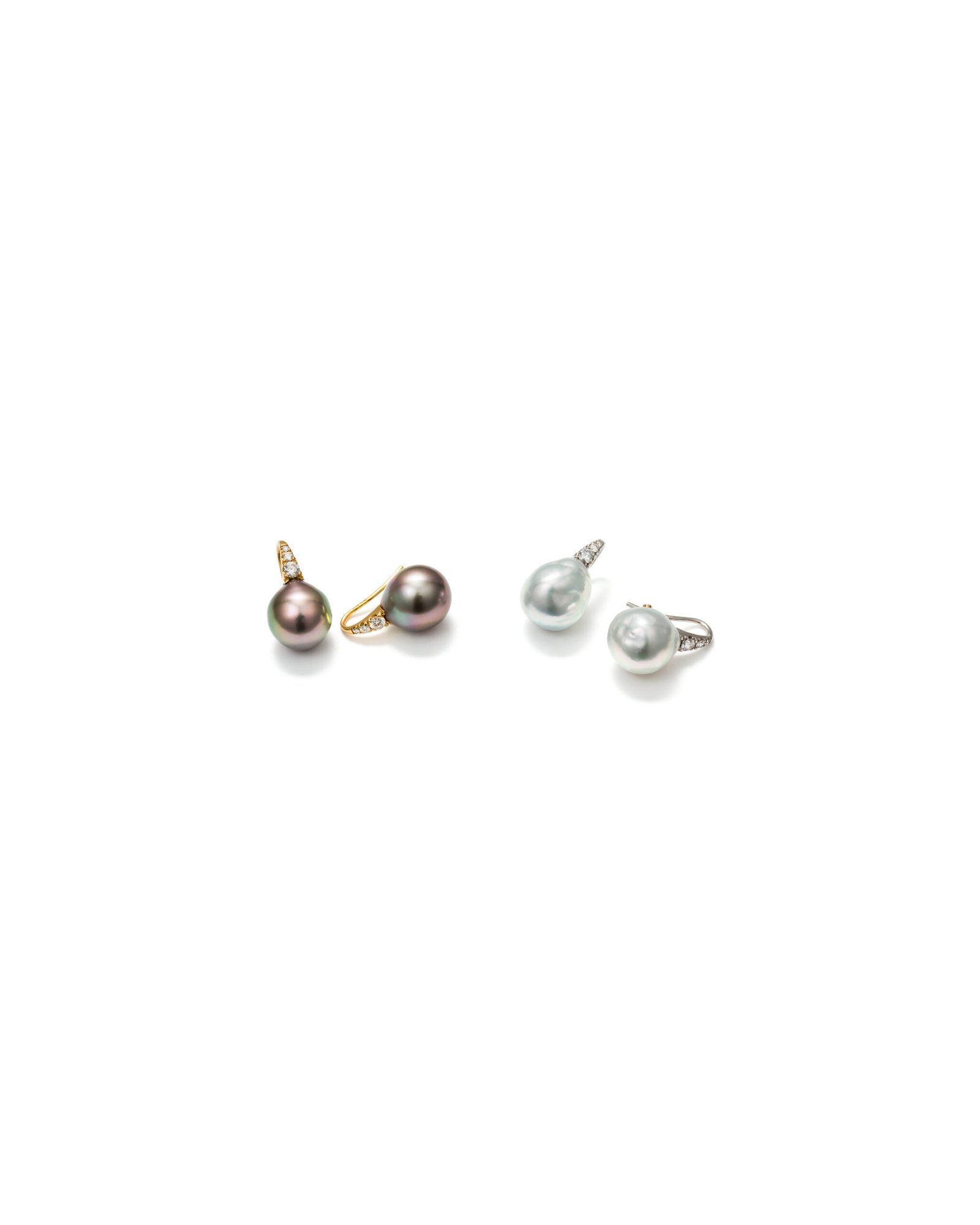 diamond hook earrings with pearls