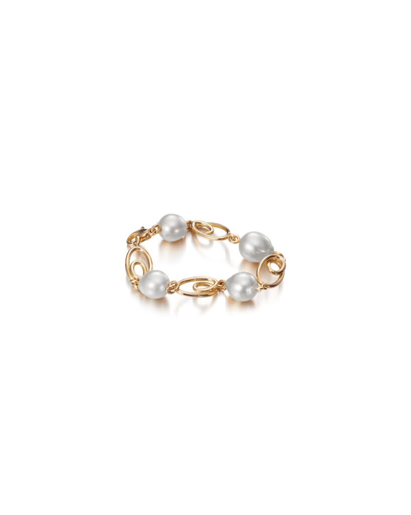 gold chain bracelet with pearls