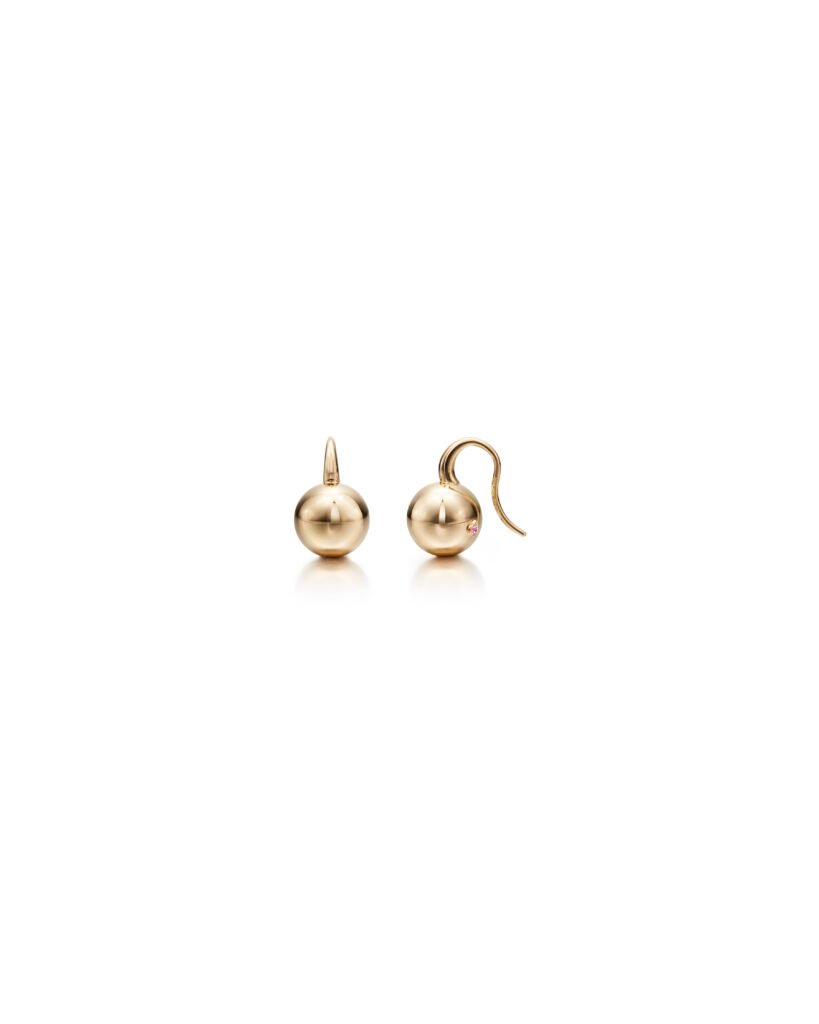 gold hook earrings with gold spheres