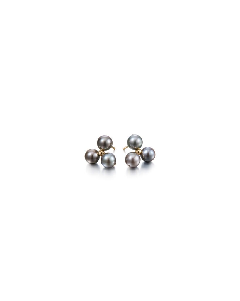 pearl stud earrings in gold