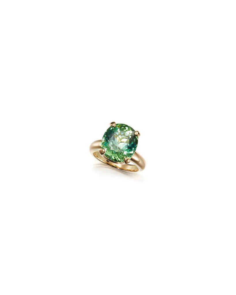 green tourmaline ring in gold