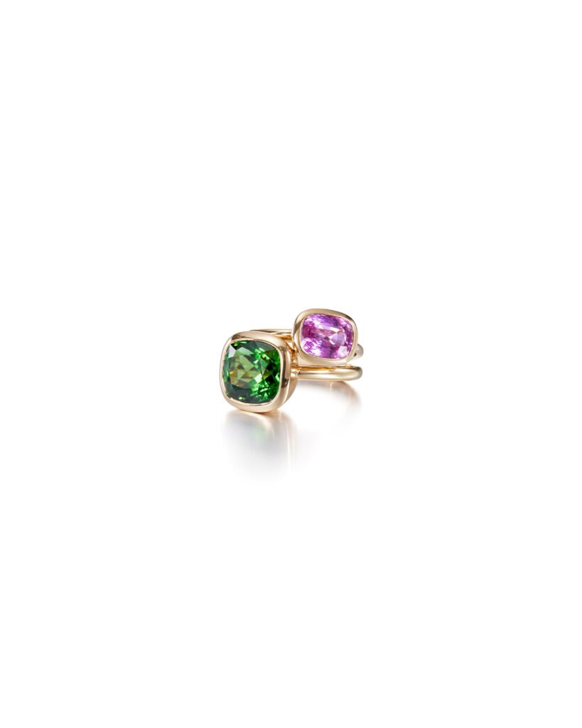 gold cushion cut gemstone rings for women