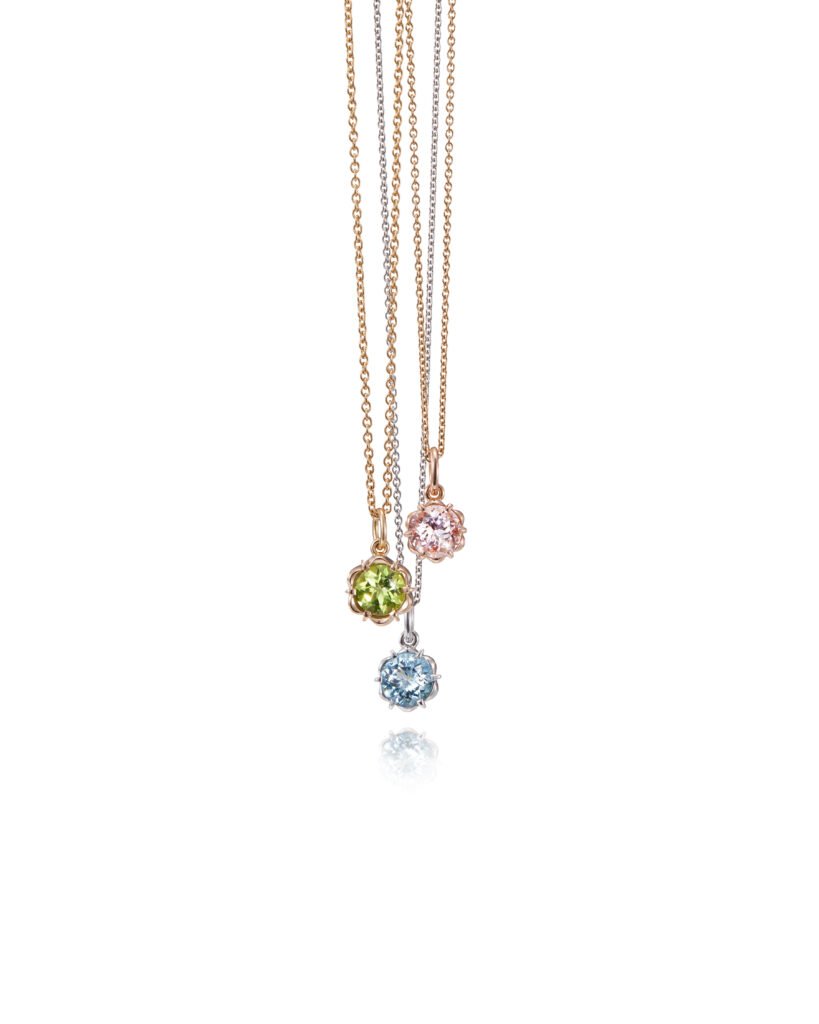 gemstone necklace with cupcake-setting