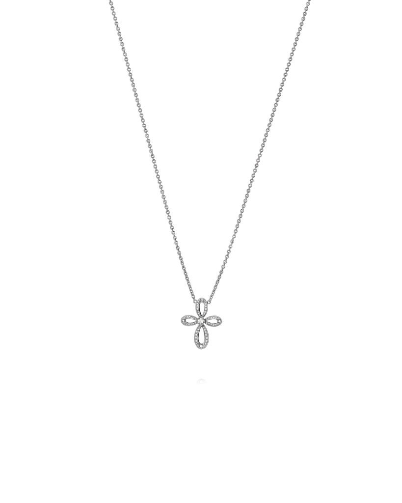 white gold diamond cross necklace