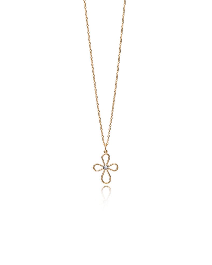 gold cross pendant with diamond