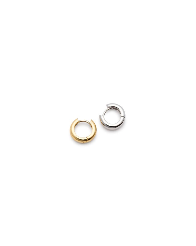 gold hoop earrings and white gold hoop earrings