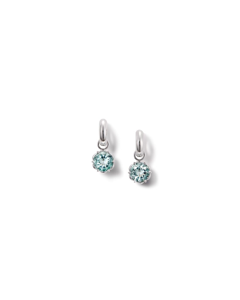 white gold hoop earrings with aquamarines