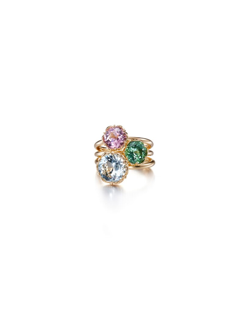 colored gemstone rings in gold