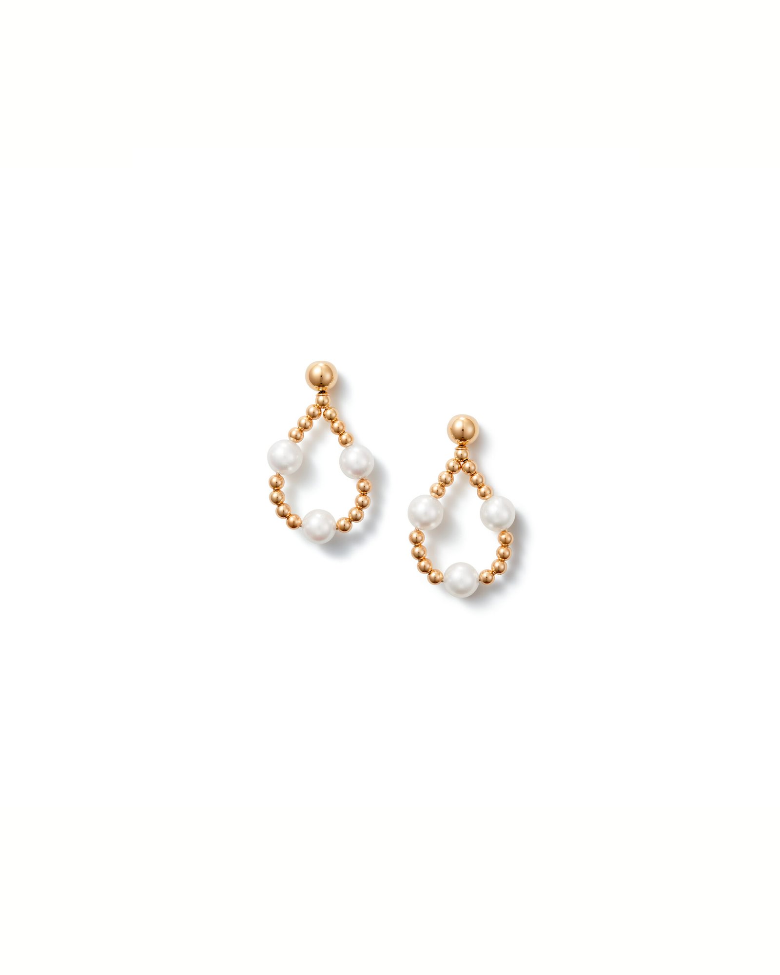 dangling gold stud earrings with pearls