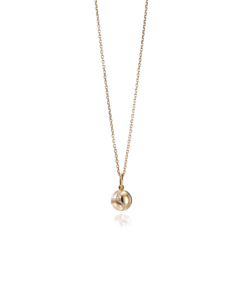 gold sphere pendant with diamonds