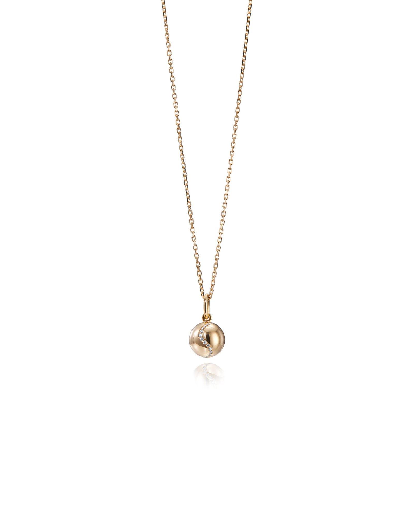 gold sphere pendant with diamonds