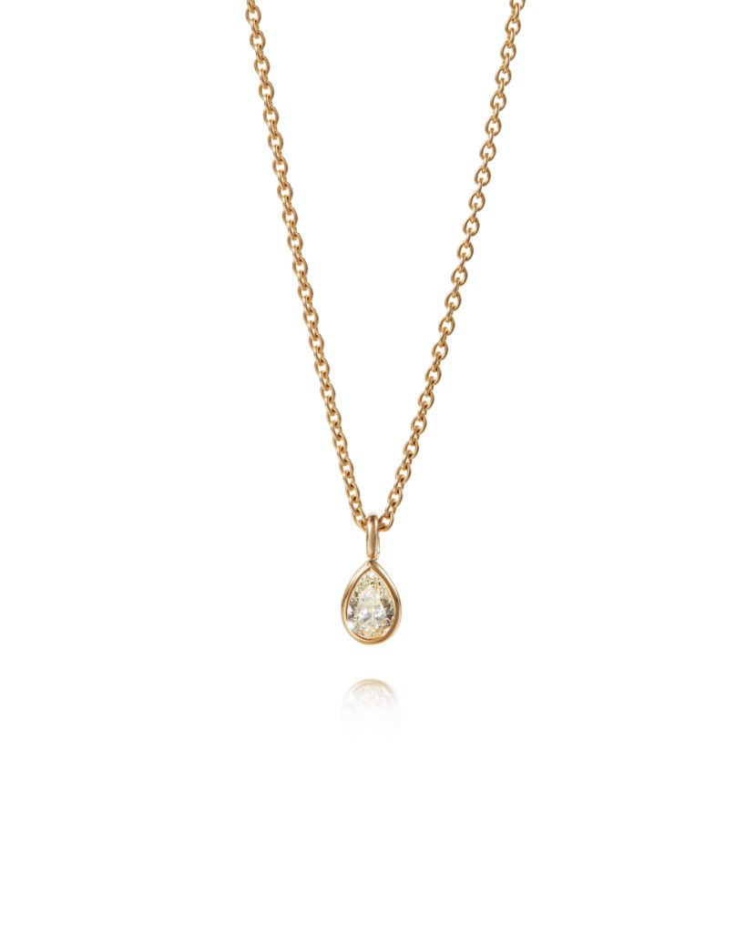 drop-shaped diamond necklace in gold