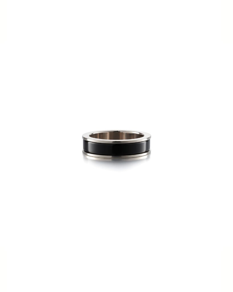 white gold ring with onyx for men