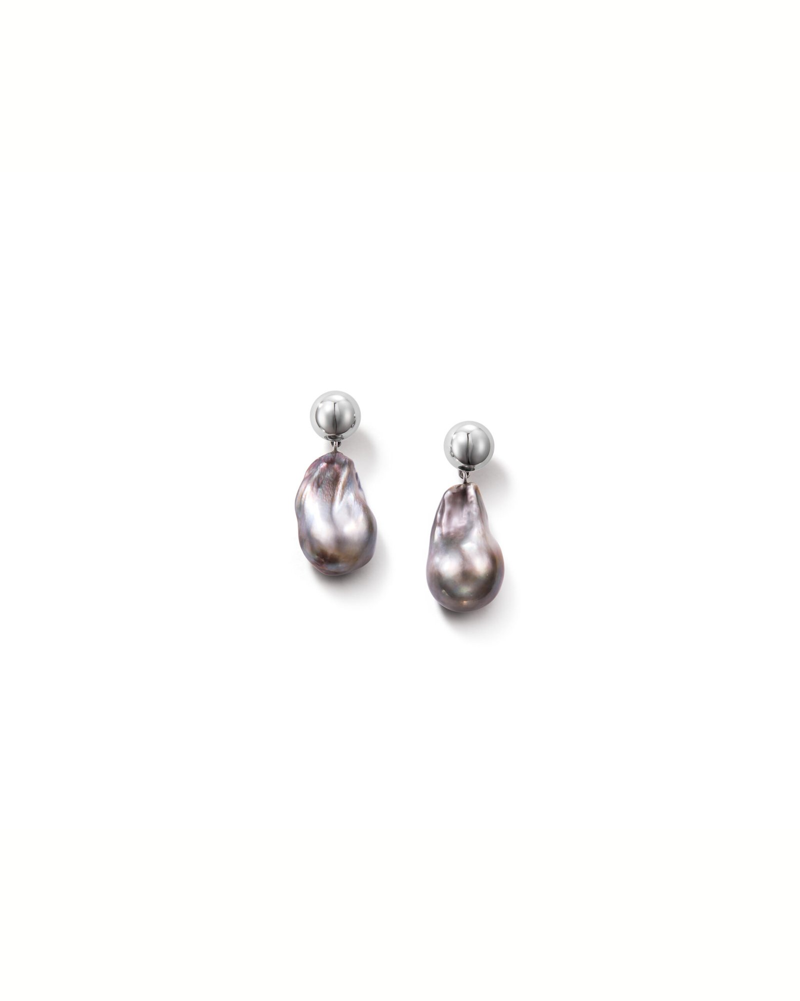 white gold stud earrings with dangling pearls