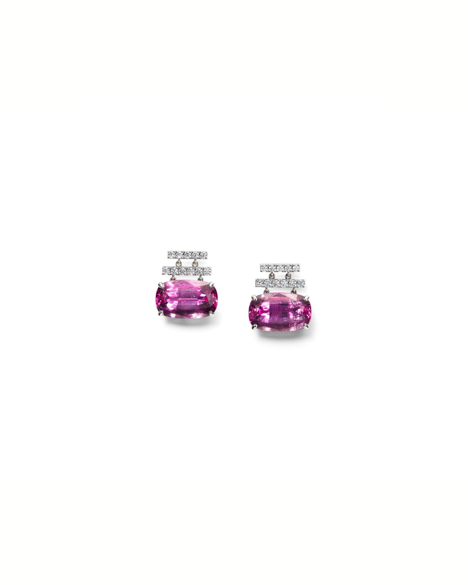 diamond stud earrings with purple tourmalines