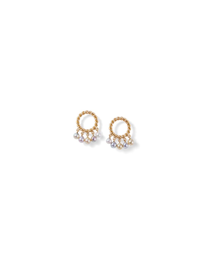 gold stud earrings with dangling pearls