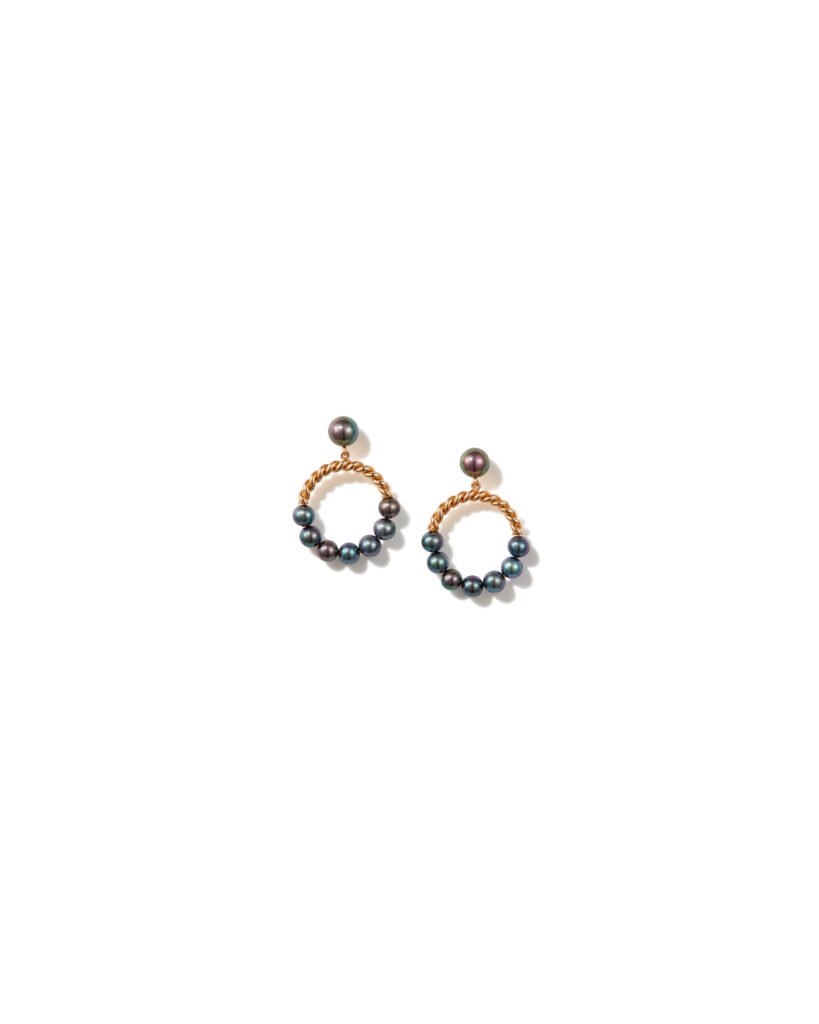 gold stud earrings with dangling pearls