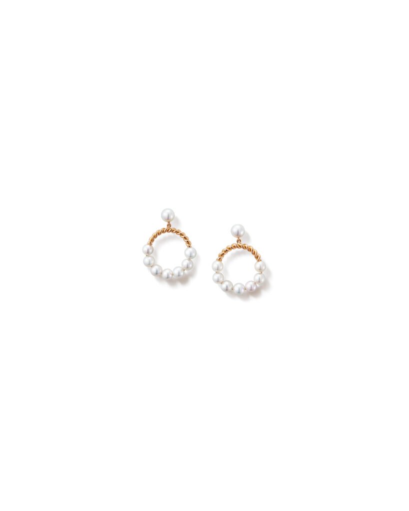 gold stud earrings with dangling pearls