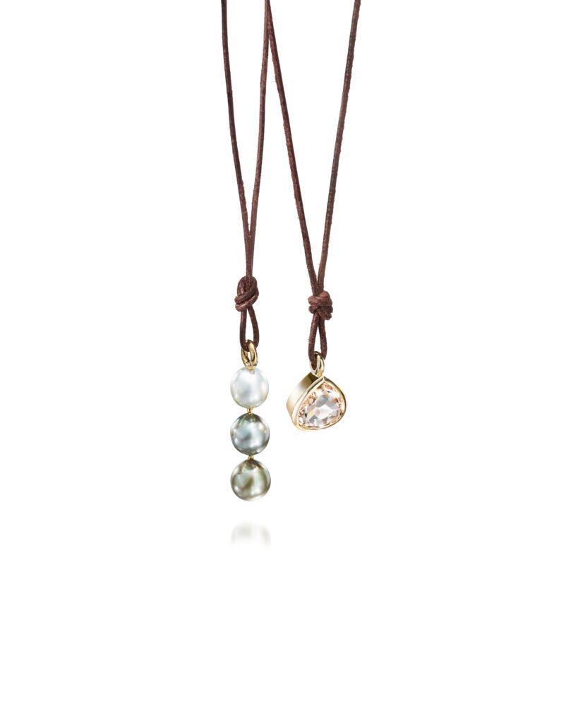 pearl pendant with leather cord