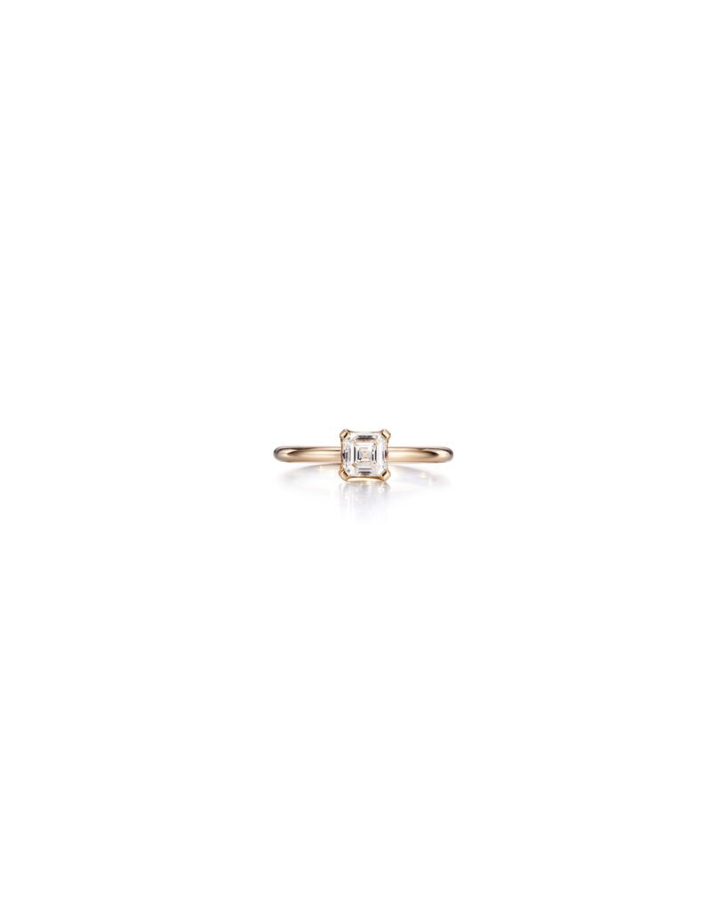 asscher cut diamond solitaire ring