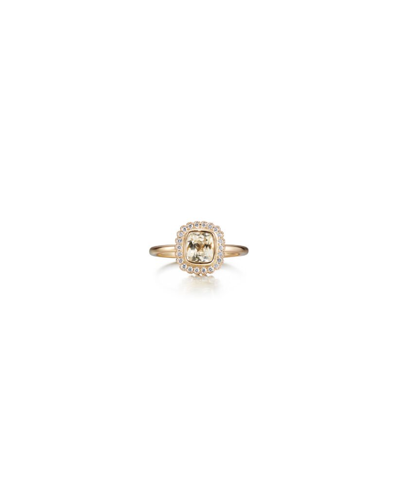 diamond halo cushion ring