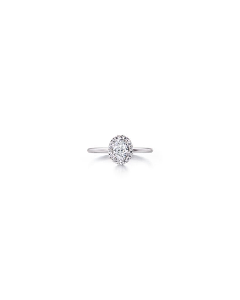 solitaire halo oval diamond ring