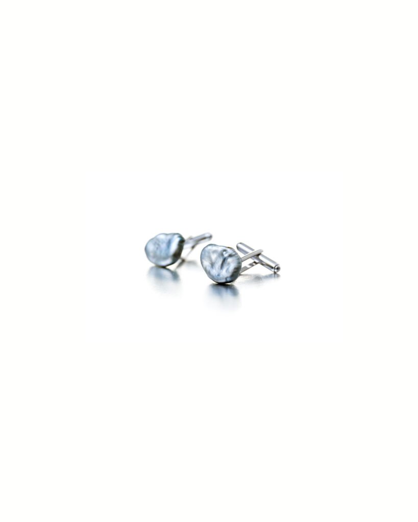 pearl cufflinks in white gold