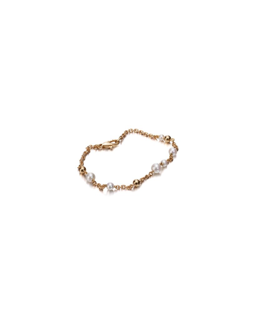gold chain bracelet with pearls