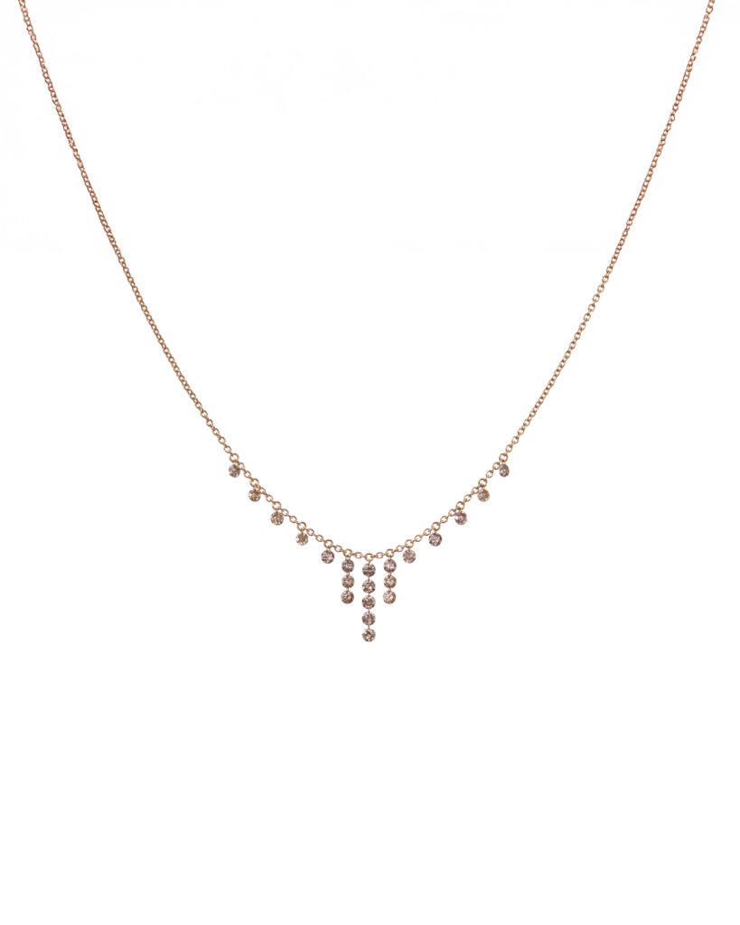 gold necklace with brown diamonds