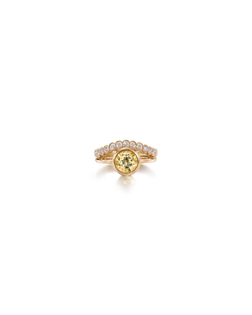 yellow gold solitaire ring with beryl