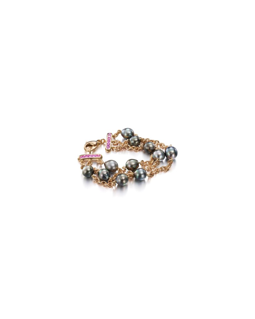 gold chain bracelet with pearls