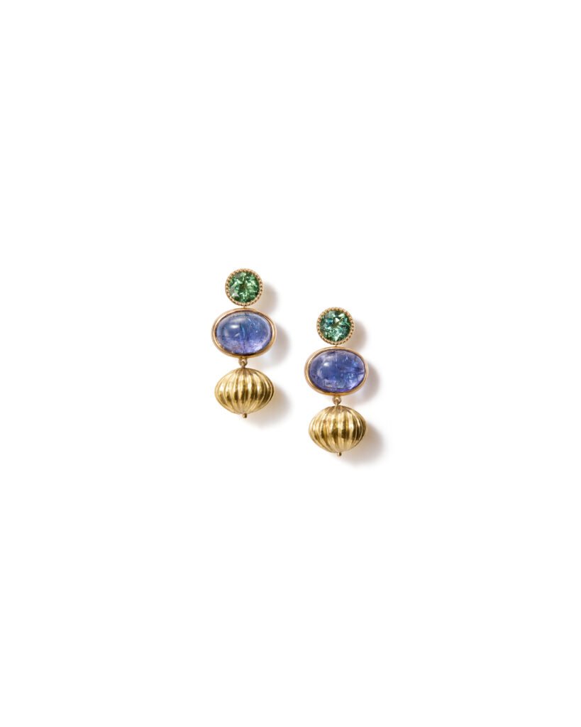 dangling gold stud earrings