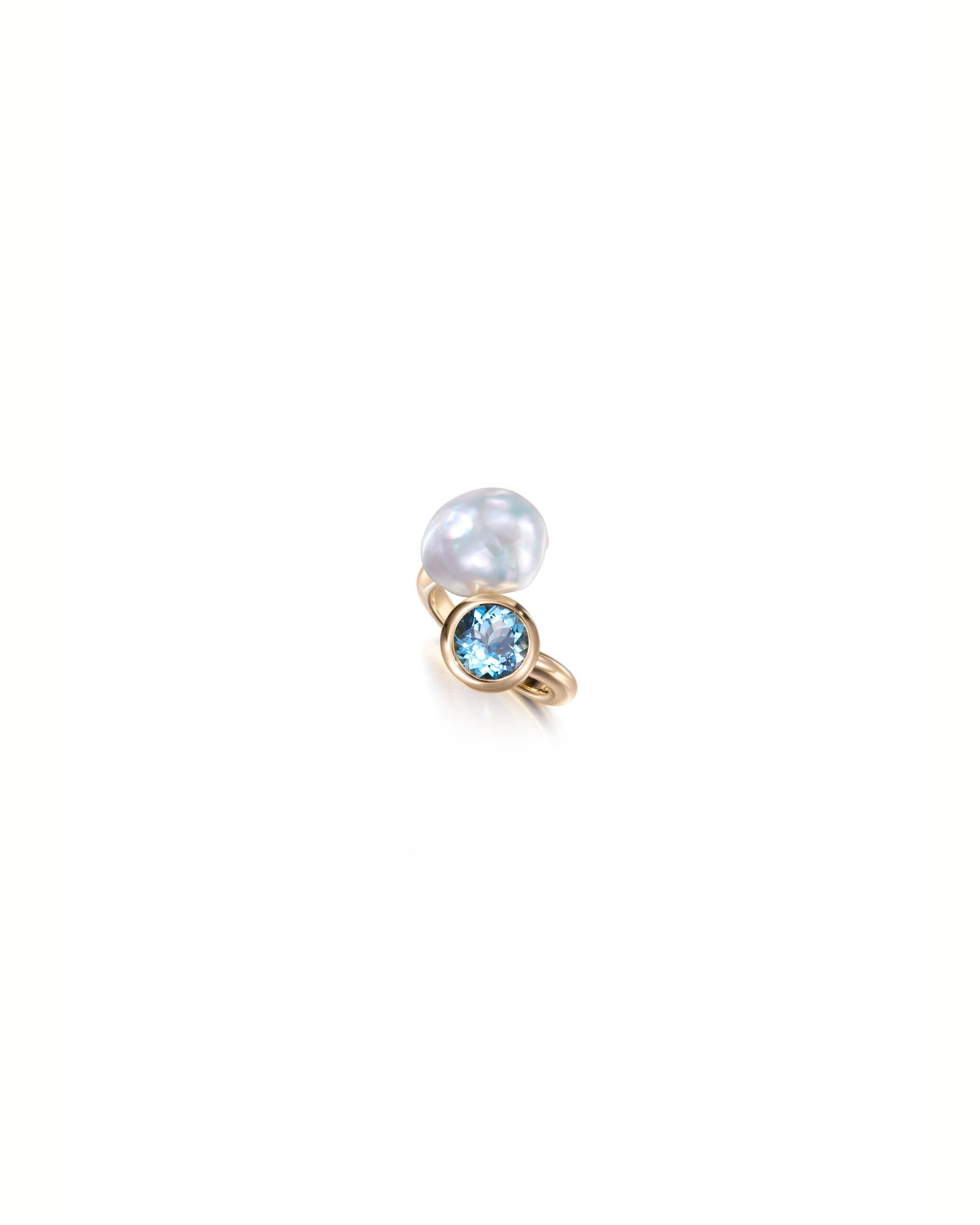 yellow gold toi et moi ring with pearl and aquamarine