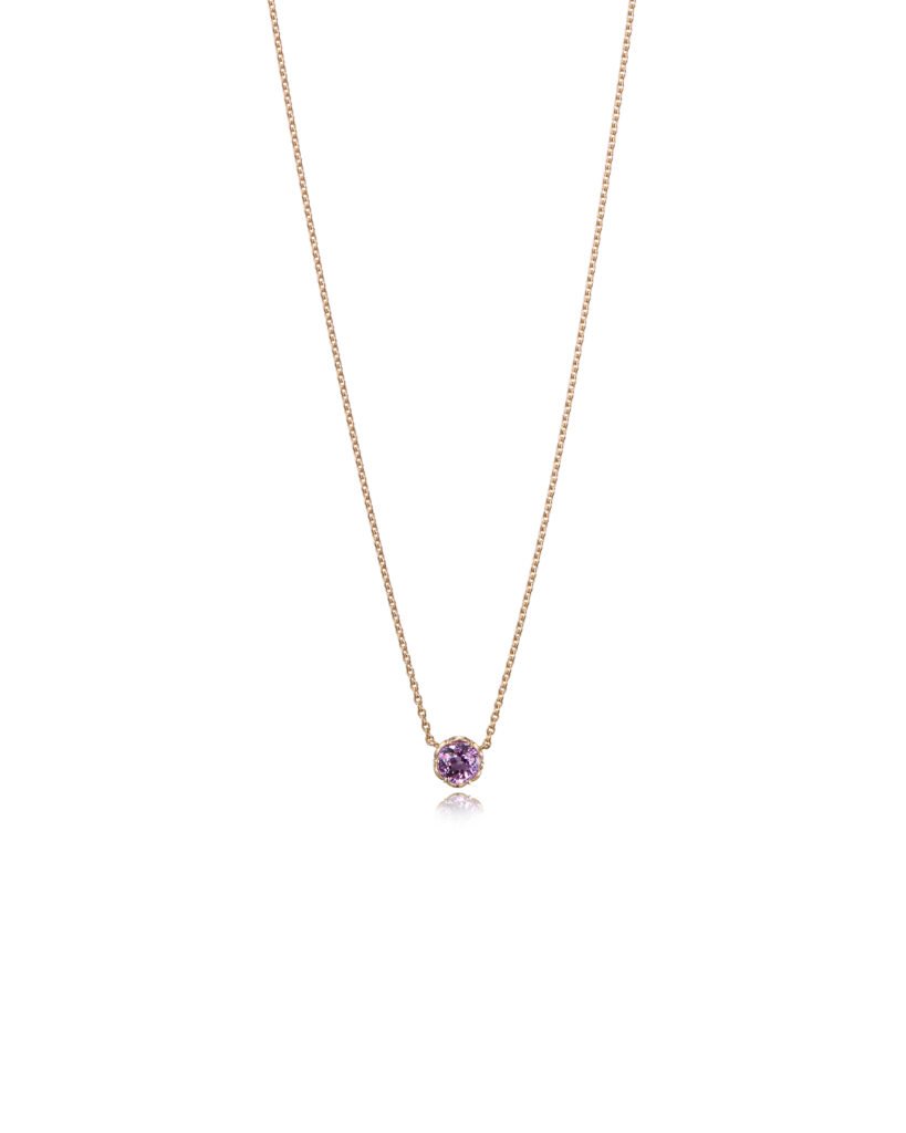 gold necklace with pink sapphire