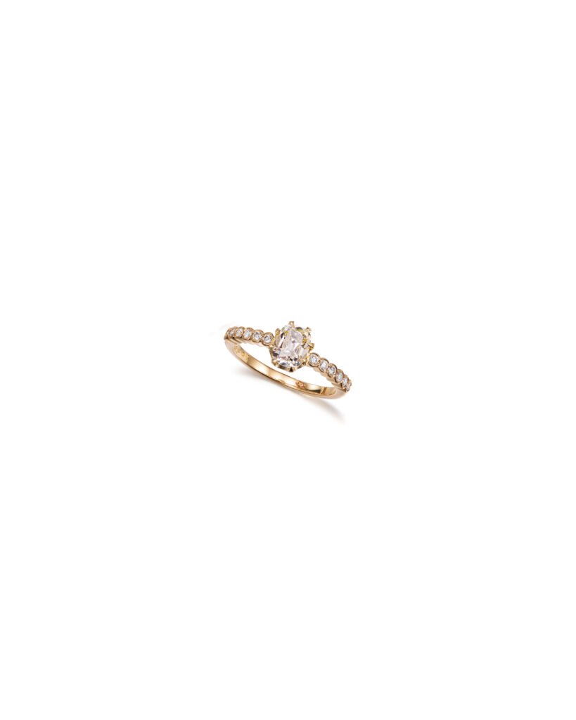 gold solitaire diamond ring with diamond band