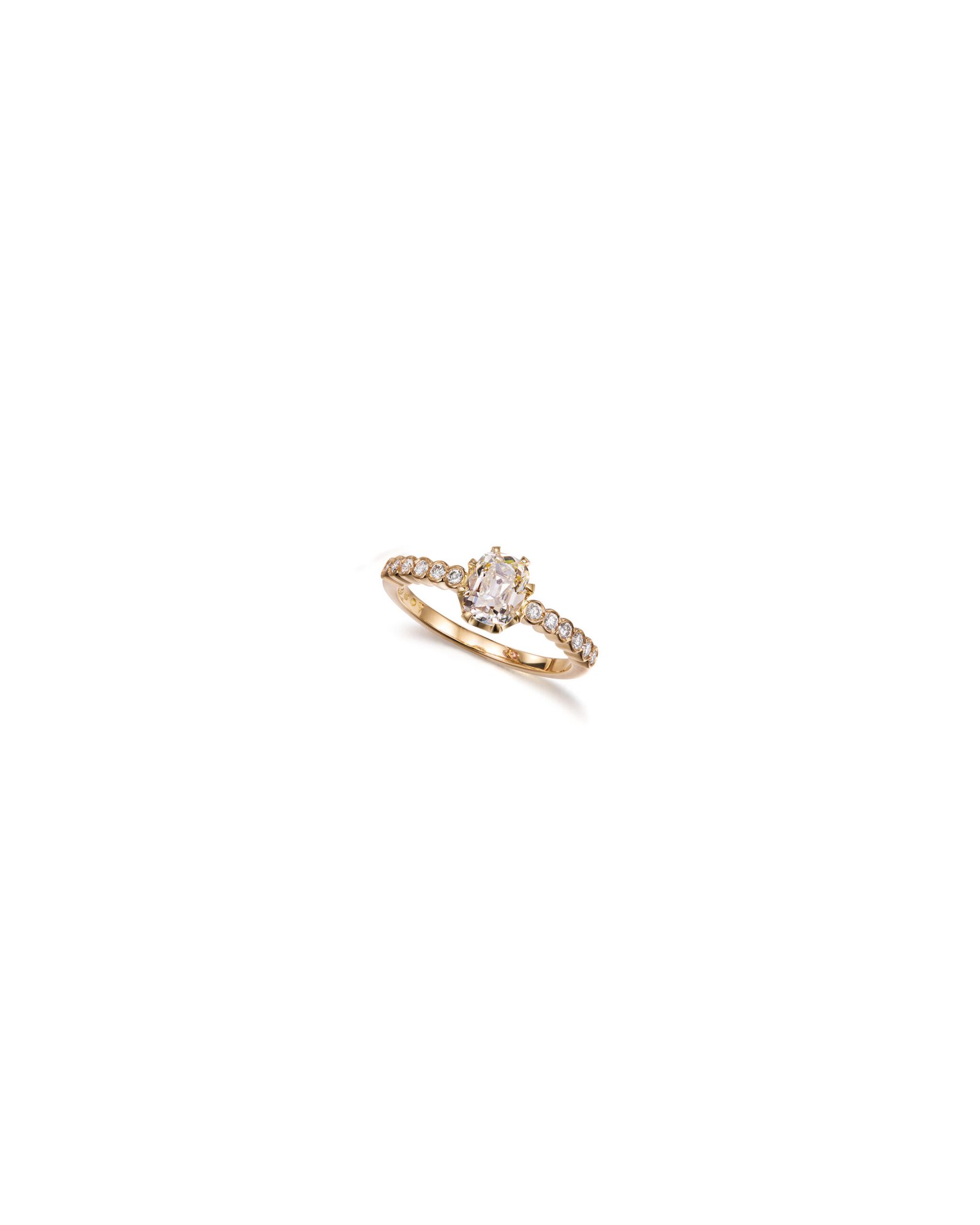 gold solitaire diamond ring with diamond band