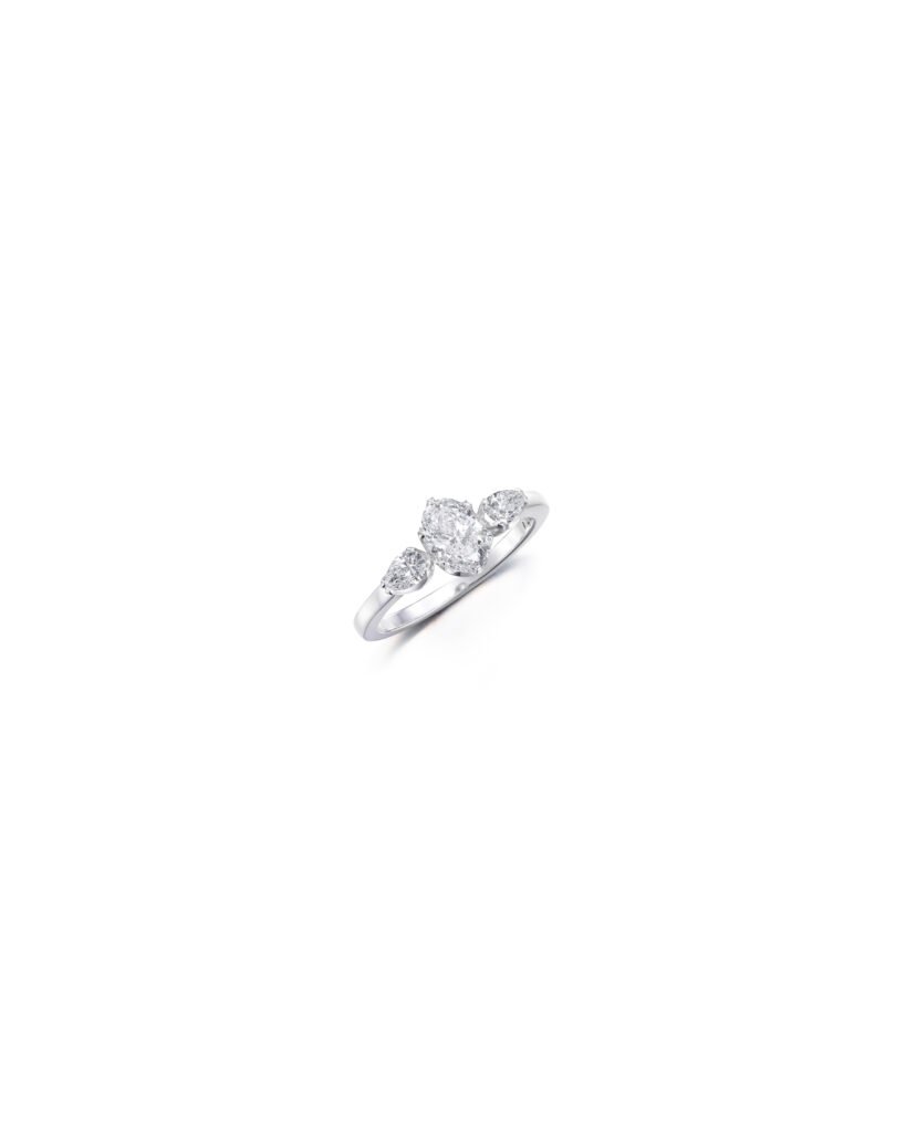 white gold ring with oval diamonds