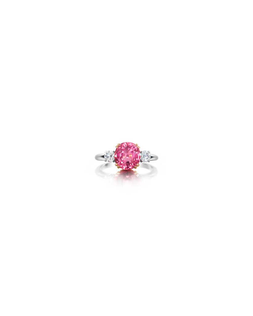 Tripartite Spinel ring with diamonds